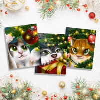 Chats dans le sapin (lot de 3) 