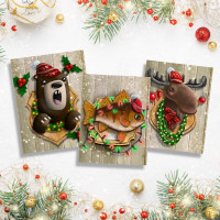 Carte de noël chasseur (lot de 3) 