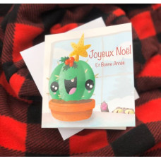 Cactus de Noël et chat. Ensemble de 3 cartes de Noël