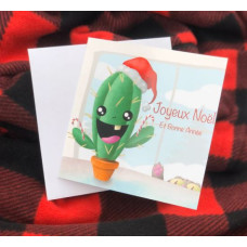 Cactus de Noël et chat. Ensemble de 3 cartes de Noël